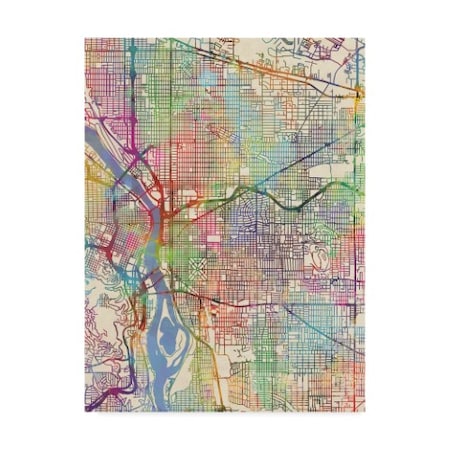 Michael Tompsett 'Portland Oregon City Map Iii' Canvas Art,24x32